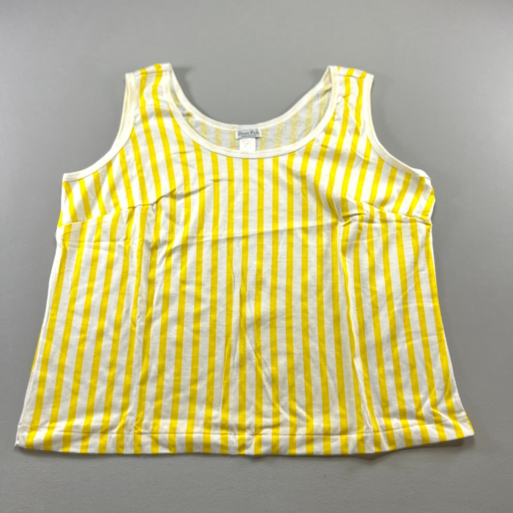 Vintage Deere Park Tank Top Womens Large Yellow White Striped Lightweight